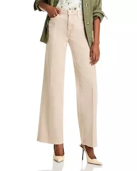 Джинсы L'AGENCE Scottie с высокой посадкой и широкими штанинами цвета Biscuit, коричневый/бежевый