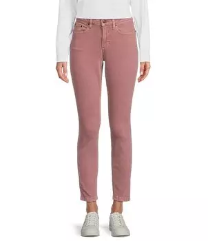 Джинсы L.L.Bean BeanFlex из эластичного цветного денима с высокой посадкой и зауженными штанинами до щиколотки, розовый