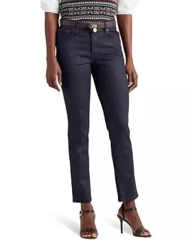 Джинсы LAUREN Ralph Lauren Coated Mid-Rise Straight Ankle Jeans in Lauren Navy Wash, нави