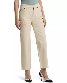 Джинсы LAUREN Ralph Lauren Petite High-Rise Relaxed Cropped Jean, кремовый