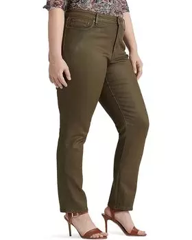 Джинсы LAUREN Ralph Lauren Plus Size Coated Mid-Rise Straight Ankle Jeans in Olive Fern Wash, цвет Olive Fern Wash