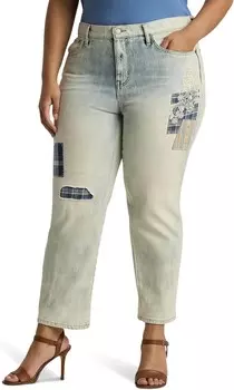 Джинсы LAUREN Ralph Lauren Plus-Size Patchwork Relaxed Tapered Ankle Jean, цвет Belleville Wash