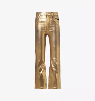 Джинсы Le crop mini boot, расклешенные, прямые, средней посадки, из смеси эластичного денима Frame, золотой