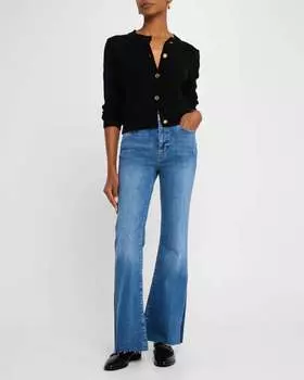 Джинсы Le Easy Flare с необработанными потертостями и вставками по внешнему шву, цвет «русалка» FRAME, цвет mermaid