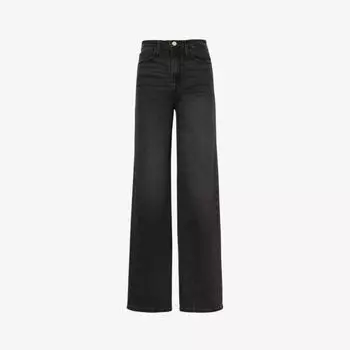 Джинсы Le Jane из эластичного денима с высокой посадкой и широкими штанинами Frame, цвет obsidian