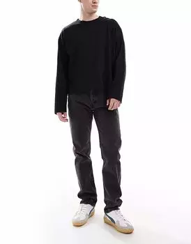 Джинсы Levi's 505 прямого кроя, черного цвета с потертостями