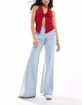 Джинсы Levi's ribcage bells с высокой посадкой и клешем в винтажном стиле светло-голубого цвета