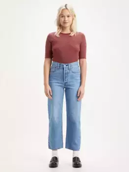 Джинсы Levi's Ribcage Straight Cut Cropped, цвет indigo worn in