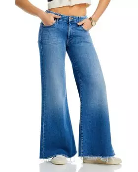 Джинсы Lil Roller Fray Wide Leg в Work Hard Play Hard MOTHER, синий