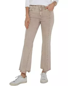 Джинсы Liverpool Los Angeles Hannah Mid-Rise Crop Flare With Uneven Fray Hem Stretch Denim, цвет Biscuit Tan Minderal Dye