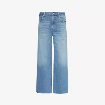 Джинсы Lyra с высокой посадкой из эластичного денима с необработанными манжетами Citizens Of Humanity, индиго