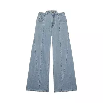 Джинсы Maison Margiela Decortique Asymmetric Wide-Leg Jeans, синий
