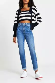 Джинсы «мама» River Island, синий
