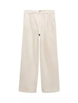 Джинсы MANGO Loose fit Pleated Jeans ARLETITA, светло-бежевый