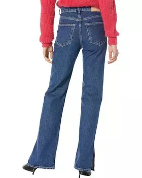 Джинсы MANGO Silvia Straight Leg Jeans with Side Slit, цвет Open Blue