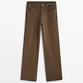 Джинсы Massimo Dutti Dye-dyed Mid Rise Straight Fit, коричневый