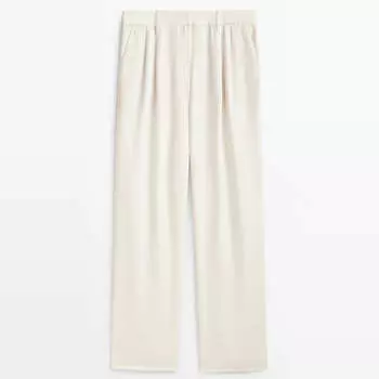 Джинсы Massimo Dutti Flowing Wide-Leg Lyocell, белый