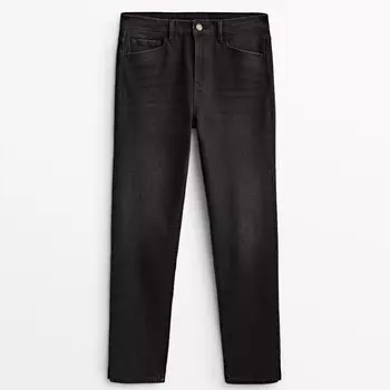 Джинсы Massimo Dutti Mid-waist Slim-cropped-fit, черный