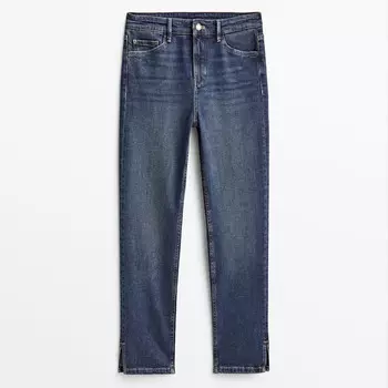 Джинсы Massimo Dutti Mid-waist Slim-cropped-fit, синий