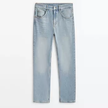 Джинсы Massimo Dutti Mid-Waist Slim-Cropped-Fit, светло-голубой