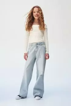 Джинсы мешковатого кроя с коротким кроем H&M, синий