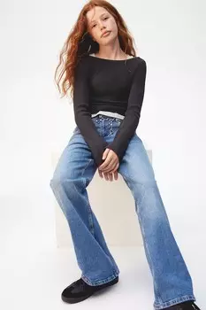 Джинсы мешковатого кроя с коротким кроем H&M, синий
