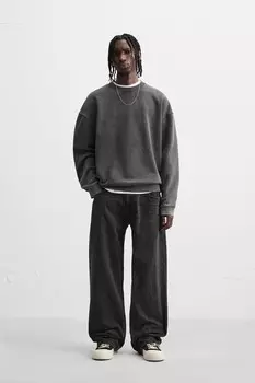 Джинсы мешковатого покроя с вышивкой ZARA, черный