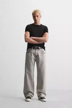 Джинсы мешковатого покроя ZARA, серый