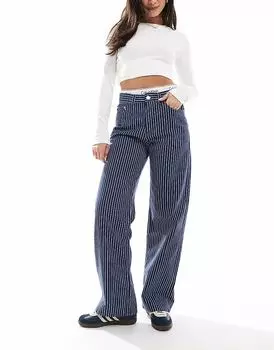 Джинсы-мешковатые Pull&Bear в полоску синего цвета