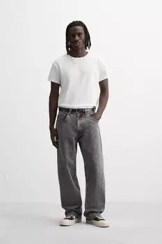 Джинсы мешкового покрытия ZARA, серый мергель