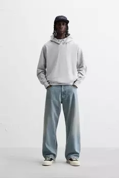 Джинсы мешкового покрытия ZARA, средне-синий