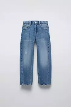 Джинсы мешкового покрытия ZARA, светло-голубой