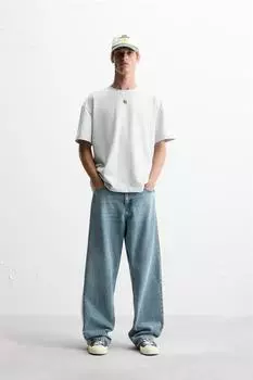 Мешковатые джинсы ZARA, светло-голубой