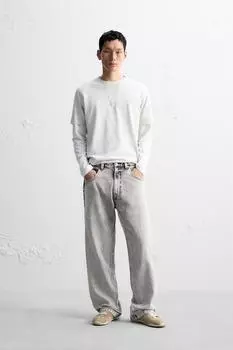 Джинсы мешочного кроя ZARA, серый