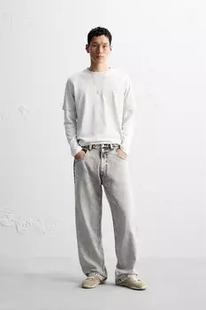 Джинсы мешочного кроя ZARA, серый