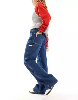 Джинсы Mia средней посадки свободного прямого кроя из плотницкого кроя темного цвета Tommy Jeans