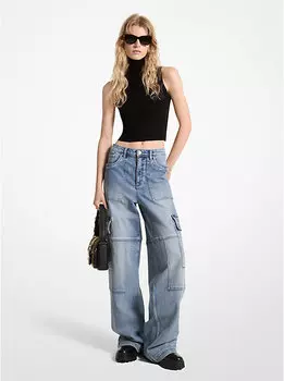 Джинсы Michael Kors Stretch Denim Wide-Leg Cargo, синий