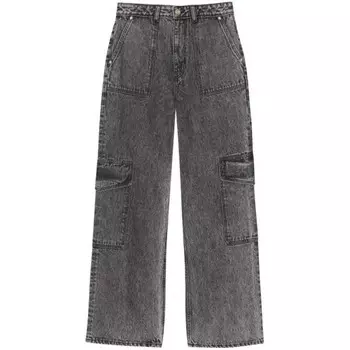 Джинсы mid-rise wide-leg denim jeans Ganni, серый