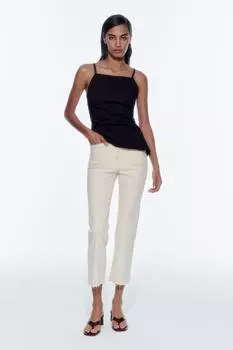 Джинсы мини-клешки с высокой посадкой z1975 ZARA, экрю