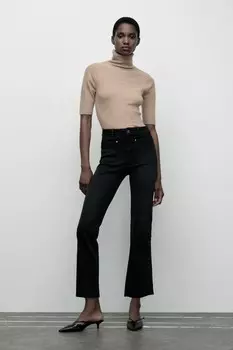 Джинсы мини-клёш с высокой талией z1975 ZARA, черный