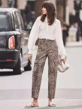 Джинсы Mint Velvet Leopard Print Straight Cargo, коричневый