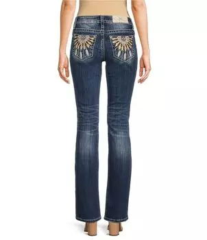 Джинсы Miss Me с карманами и перьями, синий