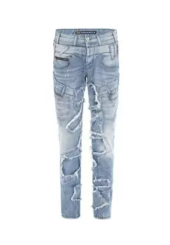 Джинсы модного лоскутного дизайна CIPO & BAXX, светло-синий