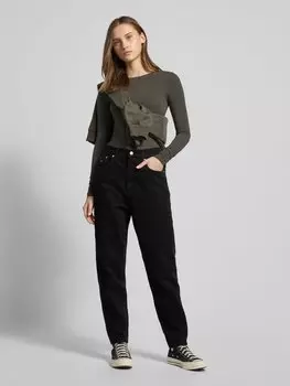 Джинсы Mom fit с вышитым логотипом Tommy Jeans, черный