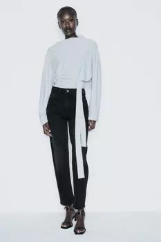 Джинсы mom-fit с высокой талией Z1975 ZARA, черный