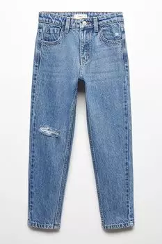 Джинсы Mom-Fit с завышенной талией Mango, синий