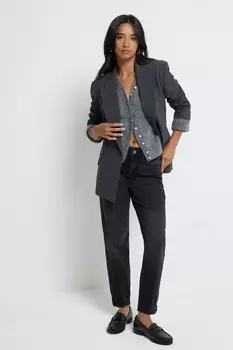 Джинсы Mom Petite с высокой посадкой и облегающим эффектом River Island, черный