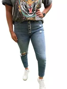 Джинсы Mom с высокой посадкой средней степени стирки KanCan, цвет medium wash