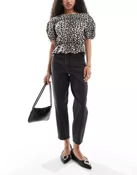 Джинсы mom с высокой талией черного цвета Miss Selfridge