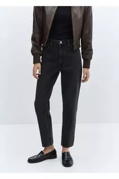 Джинсы Mom с высокой талией Mango, черный